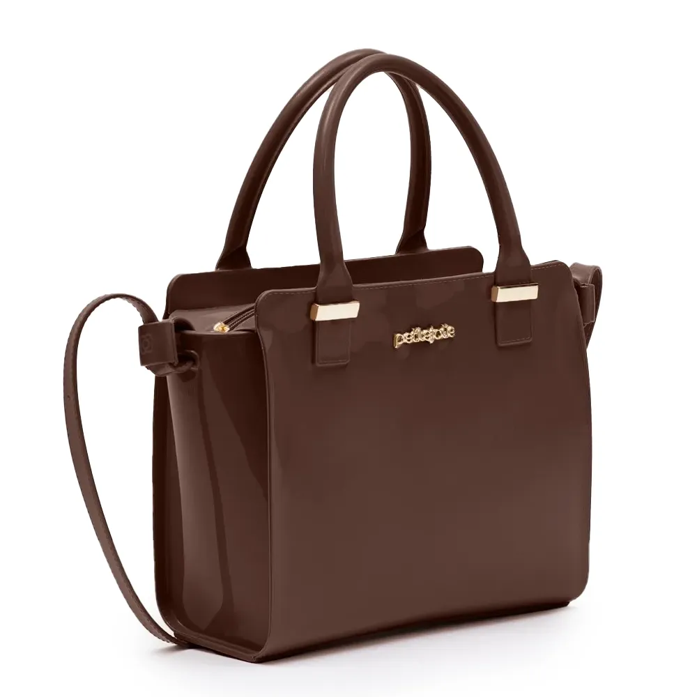Bolsa feminina Petite Jolie Love II marrom em ângulo lateral esquerdo